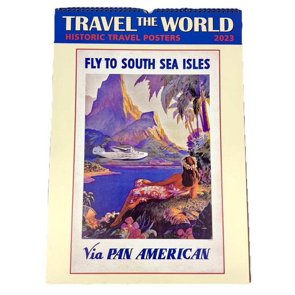 Historic Vintage Travel Poster Calendar Pan Am Queen Mary TWA NY Europe Vegas